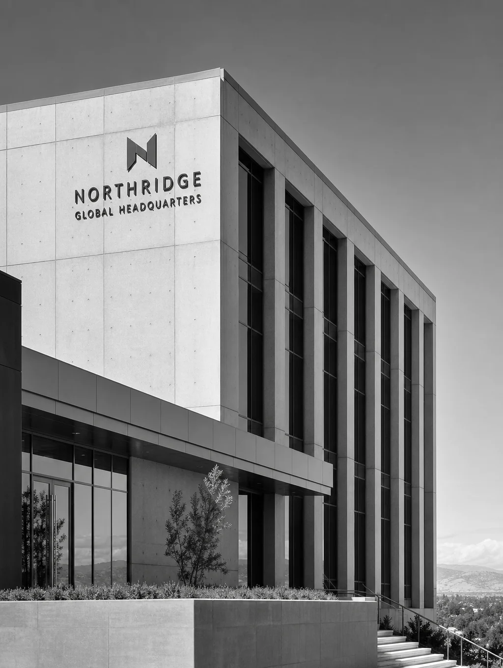 Modern financial headquarters with glass and steel architecture